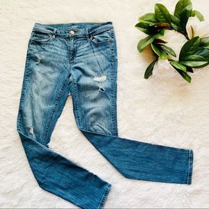 LOFT Modern Skinny Lightwash Distressed Jeans